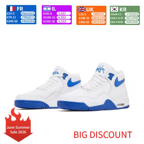 Nike Flight Legacy Comfortable and Versatile Mid-Top Retro Basketball Shoes Men's White/Blue BQ4212-