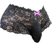 Sissy Pouch Panties Men's Silky Lace Bikini Briefs Underwear For Men-ls