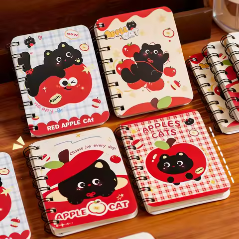 Black Cat Coil Notebook Cartoon Cute Pocket Notebook High Appearance Small Notebook Mini Portable No