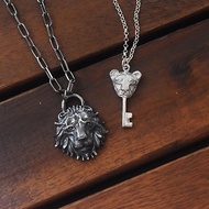 獅子鑰匙鎖頭項鍊 | 情侶對鍊 925純銀 加購刻字 動物 情人禮物