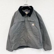 二手 Carhartt 水洗鴨絨夾克，燈芯絨領，灰色，L 碼