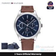 [Official Warranty] Tommy Hilfiger 1791741 Men's Ashton Blue Dila Brown Leather Strap Watch
