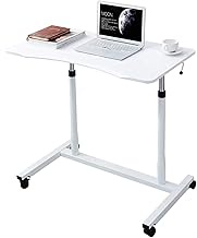 Bedside Desk C-shaped Base Laptop Desk Home Office Days Overbed Table, Stand Desk Height Adjustable Table Side Table For Bed Sofa Hospital Nursing Portable Computer Desk (Color : White) Comfortable