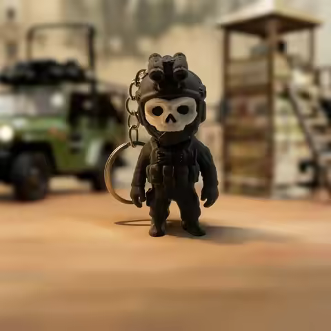 2026 Cute Ghost Warrior Calling Keychain with O-Shaped Buckle 3D Printed Keyring Backpack Accessory