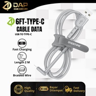 Overtime Charging 2 in 1 Stand USB to Type C Data Cable Length 2M / 6FT