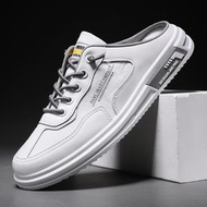 休閒鞋男款套腳夏季透氣休閒懶人鞋一腳蹬半拖男士開車潮鞋