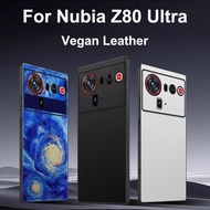 For Nubia Z80 Ultra Case Z80Ultra Plain Leather Hard Back Cover For Nubia Z 80 Ultra Vegan Cases