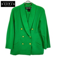 Escada 90年代綠色羊毛羊絨雙層修身夾克，金色紐扣，38碼 [二手]