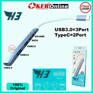 ️ OKER Online 5in1 H3 Type-C 5in1 HUB Usb C 3.0 PD100W Type Adapter Multifunction OTG
