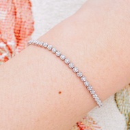[ 📌พร้อมส่ง ] สร้อยข้อมือเพชรแท้ 💎 ทองคำขาวแท้18K (ทอง75.0%) เพชรแท้น้ำ100 เบลเยี่ยมคั [18KPB153]
