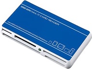 Sanwa Supply ADR-DMLT27BL USB 2.0 Dual Bus Card Reader Writer, Blue