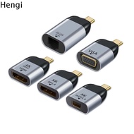 HENGI HD RJ45 อะแดปเตอร์ Type C ฮับ USB พิมพ์ C ถึง mini DP สายเคเบิลอะแดปเตอร์ HDMI ตัวแปลง Type C 