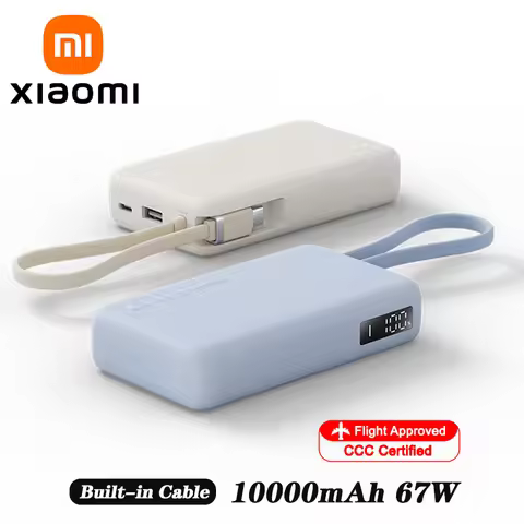 XIAOMI Power Bank 10000mAh 67W Max Output,Built‑in USB‑C Cable,2‑Way Fast Charge, Display Screen Pow