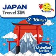 Happy Japan SIM Card - 3-15 Days 1-8GB Unlimited Data Prepaid Travel SIM (4G)