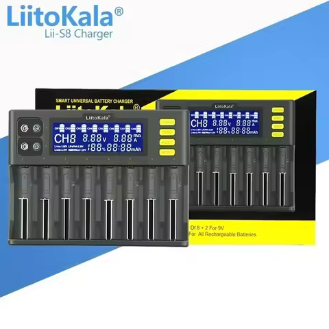 LiitoKala Lii-S8 18650 Battery charger 8-Slot Auto-Polarity Detect For 26650 21700 14500 10440 16340