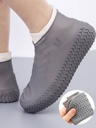 1雙可重複使用的矽膠鞋套,防水,防滑,加厚和耐磨的矽膠鞋墊,男女適用