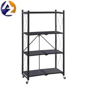 ☫✇⭐ AZ ⭐ 4 Layer Folding Kitchen Shelf With Wheels Floor 3 layer 5layer foldable