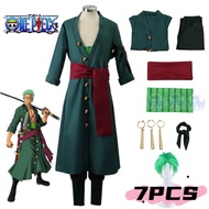 ชุดคอสเพลย์ zoro ชุดโจรสลัด✨✨✨【ชุด 7 ชิ้น พร้อมวิกผม】ชุดคอสเพลย์ ชุดกิโมโนโจรสลัด  Zoro Roronoa Zoro