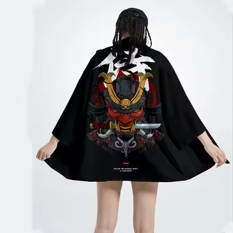 Traditional Japanese Kimono Cardigan for Men Women Samurai Streetwear Haori Yukata Shirt Male Kimono