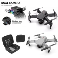 【READY STOCK)】Dual Camera E88 Eequipped drone with WIFI FPV, wide angle  height keep RC folding drone/drone camera/drone