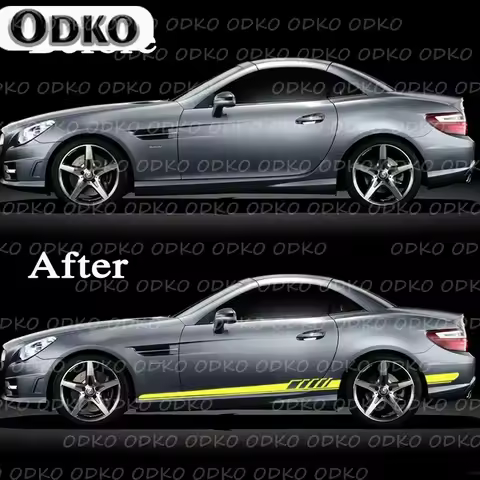 2PCS Car Door Side Skirt Stripe Stickers Vinyl Decal Accessories For Mercedes Benz SLK Class R170 R1
