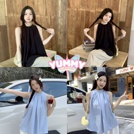 Yummy Shop (60148-1) Sleeveless Shirt Round Neck Light Fabric Bright Colors Minimalist Style Easy To