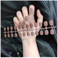 Kuku Palsu Oval Bulat Pendek warna coklat isi 24 Pcs GRATIS LEM CAIR + KIKIR