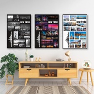 Poster Foto Moden New York, Cetakan Lanskap Bandar New York, Seni Dinding Bandar New York, Hiasan Di