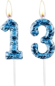 Blue Camo 13th Birthday Candles Number 13 Candle Army Birthday Cake Topper Cake Candles Camo Happy 1