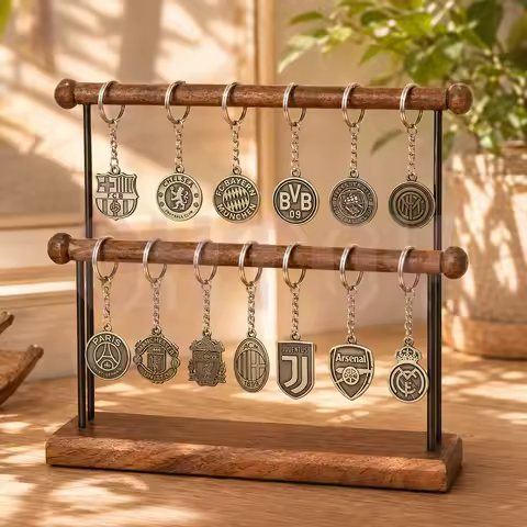 Soccer Club Bronze Keychain Football Team Pendant Real Madrid AC Milan Chelsea Liverpool Inter Fan S