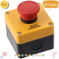 TAMAKO Emergency Stop Switch, Red Sign Weatherproof Push Button, Durable 660V with Box Plastic Mushroom Push Button Switch Contactor