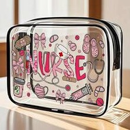 New Nurse-Themed Lightweight Travel Makeup Bag - Transparent Toiletry Bag, Travel Essentials, Portab