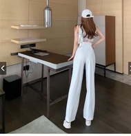 Cạp cao 8cm Quần Ống Rộng Nữ 3 Khuy Chất Liệu Vải Tuyết Mưa nhập khẩu Dài Quần 102cm Có Bigsize 102K