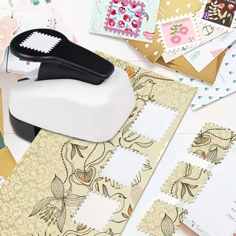 Square Hole Puncher,1X1", Stamp Punch, Postage Puncher, Stamps Shaped For Paper Puncher For Paper Cr