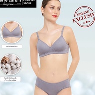 Kf7 Pierre Cardin Bra Panty Set Natural Cotton Without Wire 6763B
