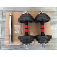 20kg Adjustable Cast Iron Dumbbell Plates with Barbell Combo Set With 20cm Connector