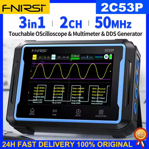 FNIRSI 2C53P Plus Upgraded 3 in1 Oscilloscope/Multimeter/DDS Signal Generator with Carrying CaseTabl