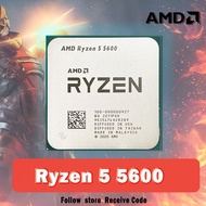 ค่าเริ่มต้น AMD Ryzen 5 5600 R5 5600 3.5 Ghz 6-Core 12-เครื่องประมวลผลซีพียู7NM L3 = 32M 100-000000927ซ็อกเก็ต AM4ไม่มีพัดลม