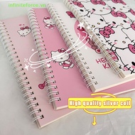 QIAN TI ZI [Invn] คู่มือสมุดบันทึกแบบมีขดลวด Sanrio Hello Kitty A5นักเรียนฟิล์มลายการ์ตูนเครื่องมือแ