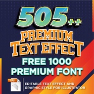 505 Premium Text Effect (Illustrator) Editable + Free 1000 Premium Font