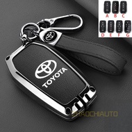 Metal and Leather Car key Case For Toyota Alphard Avanza bZ4X C-HR Camry Corolla Corolla Cross Fortu