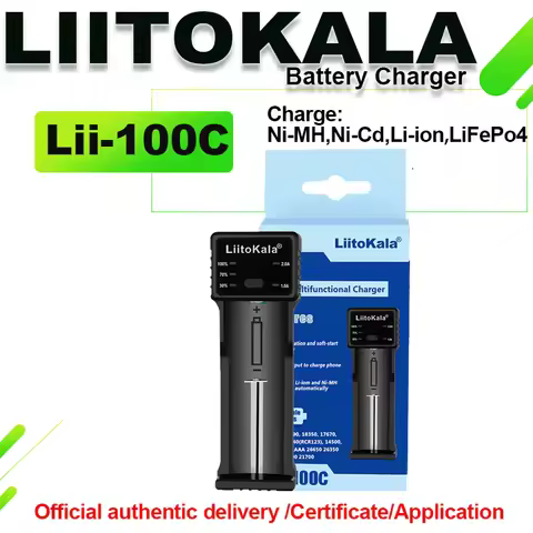 LiitoKala Lii-100C Lithium Battery Charger 18650 Charger with USB Output Portable