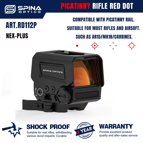 SPINA OPTICS NEX-PLUS Red Dot Sight 4 Reticles Rifle Scope Quick Installation Base Mount AR&AK Rifle