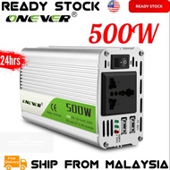 ONEVER 500W/1000W(Peak) Inverter Charger Car Power Inverter Converter DC 12V to AC 220V Converter