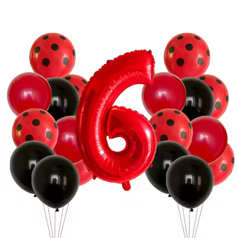 19 Pcs 12 Inch Red Black Dots Ladybug Balloons Birthday Party Decorations Baby Shower 32 Inch Red Nu