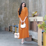 Gamis Cringkle Airflow lengan 3/4 Kombinasi Brokat// Midi dress Kekinian terlaris// daster terbaru /