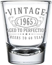 Vintage 1965 Etched 1.75oz 1pk Shot Glass – Happy 60th Birthday Gifts for Women Men, Cheers to Turni