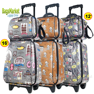 BagsMarket Luggage Wheal กระเป๋าเดินทางระบบรหัสล๊อค เซ็ทคู่ 16/12 นิ้ว F78520 ลายการ์ตูนน่ารัก