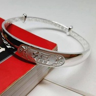 999 Solid Silver Bangle.999足银福字手镯
