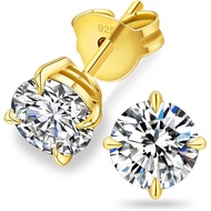 KRKC 0.6-3ct Moissanite Stud Earrings, D Color VVS1 Clarity, Lab Created Diamond Stud Earring for Wo